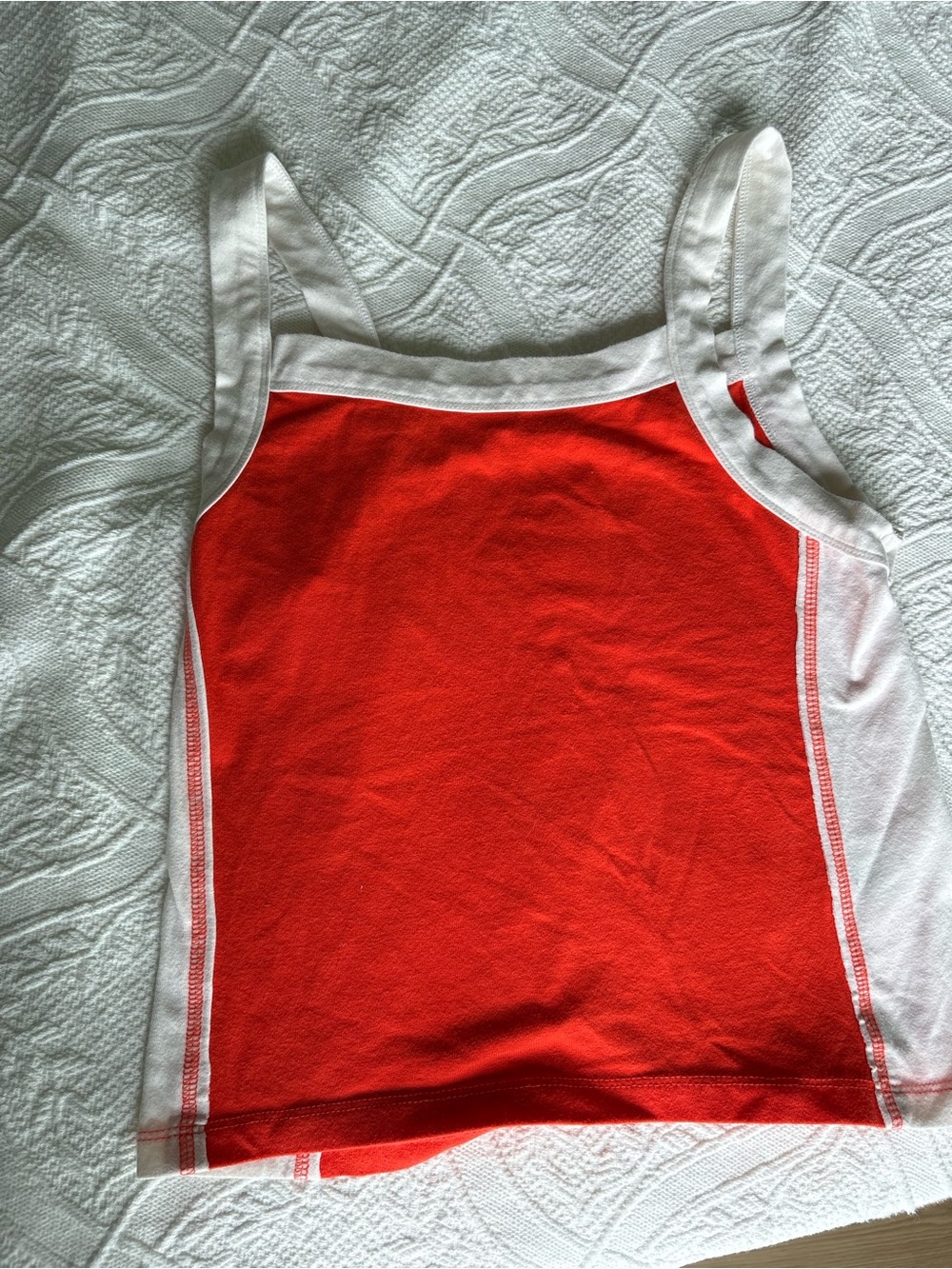 Anthropologie Orangish red & White Tank Top